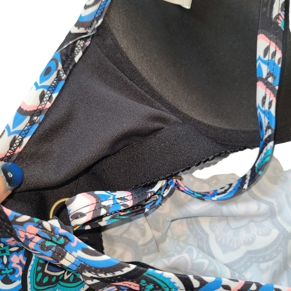 Island Escape NWT Flowy Scorpio Blue Multicolor Print Tankini Women's Size 8 - Picture 7 of 15